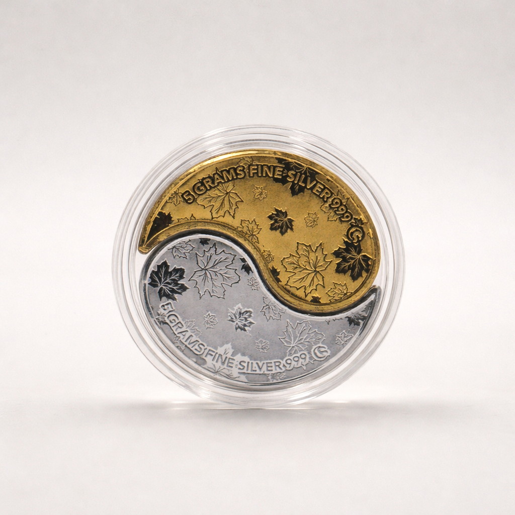 Pure Silver Ganesh Lakshmi Coin | Unique Dual Gold Silver Finish 10g