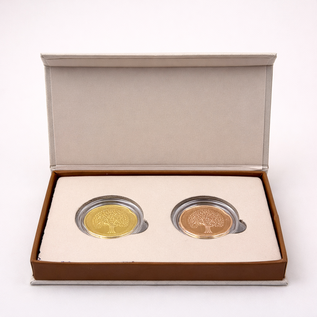 Wedding Gift Silver Coin Set – 4gms(2gmsx2no.) | Gold & Rose Gold Finish