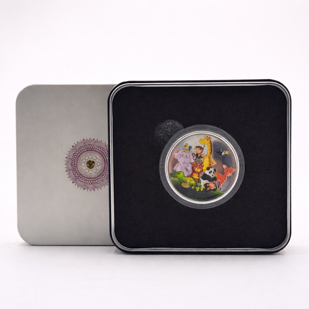 Unisex Baby Gift 10gm Silver Coin with premium color print