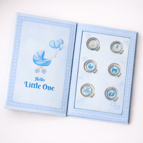 Baby boy 6 gms gift (1gms x 6no.) blue silver coins