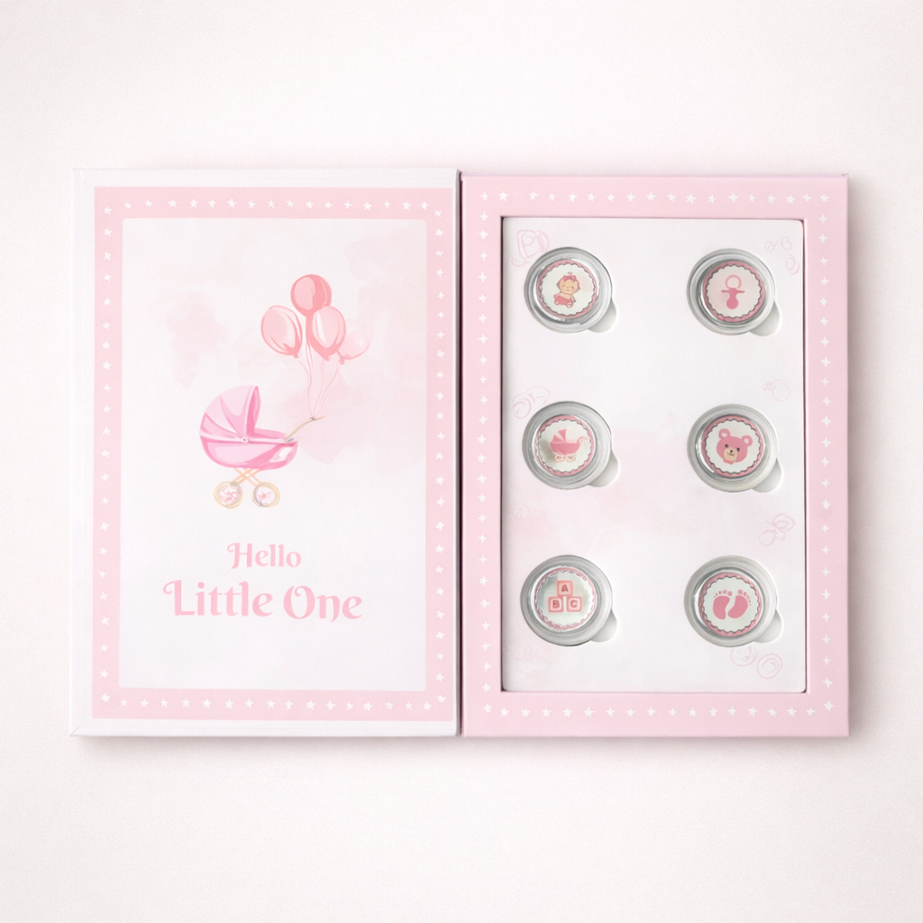 Baby Girl 6 gms gift (1gms x 6no.) pink silver coins