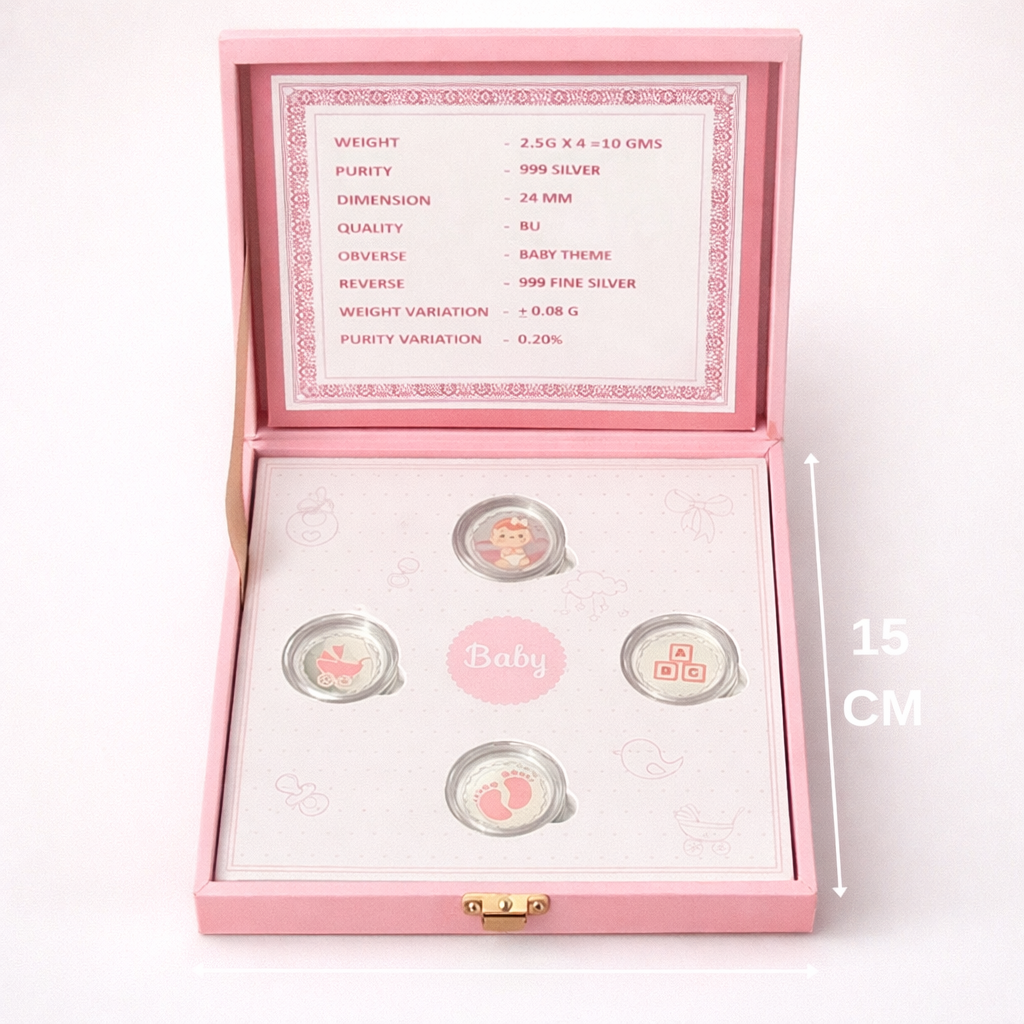 It's a Baby girl 10gm (2.5 gms x 4 no.)silver coin