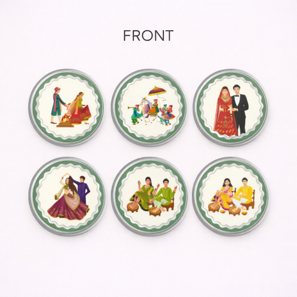 Shubh Vivah 6 gms gift (1gms x 6no.) silver coins Wedding Green