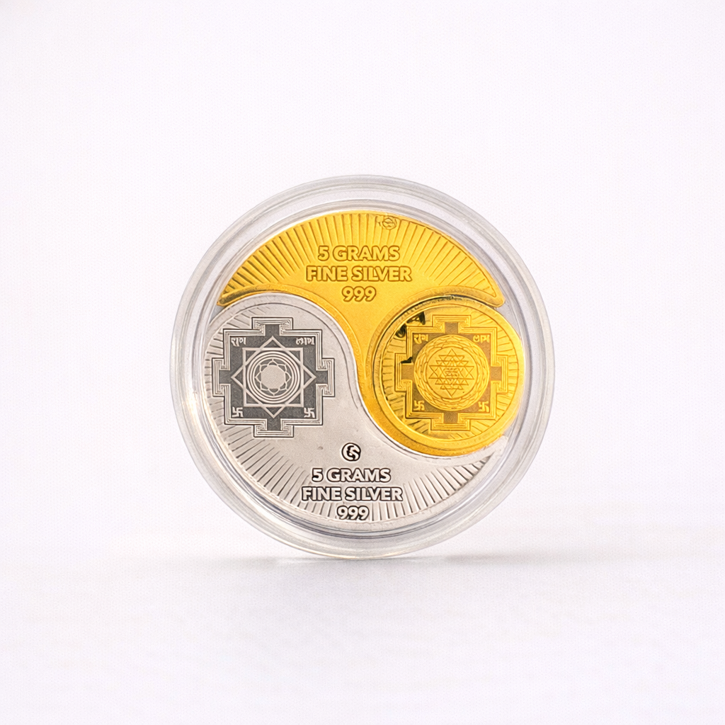Ganesh Lakshmi Pure Silver Coin 10 Gram — 999 Silver | Gold Silver Finish