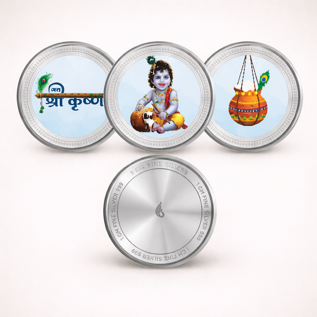 Ladoo Gopal Little Krishna Pure Silver Coin Set | 3 x 1g(3g) | 999 Silver