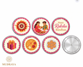 Rakhi Silver Coin Set — 6 Coins of Certified 999 Silver (Orange & Pink)