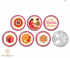 Rakhi Silver Coin Set — 6 Coins of Certified 999 Silver (Orange & Pink)