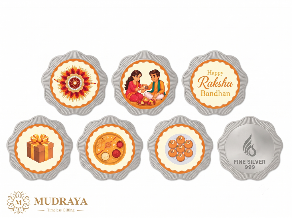 Premium Rakhi Silver Coin Set — 6 Coins of Certified 999 Silver