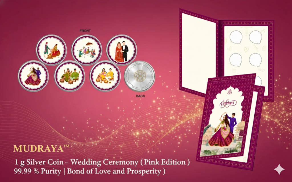 Mudraya Wedding Moments Silver Coin Set | 6gm(1gm each *6) Pure Silver Coins 999 Purity