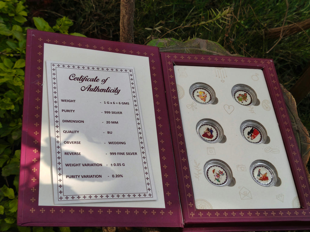All Wedding Ceremonies in One Box 6gm coins(1*6)  | 999 Pure Silver