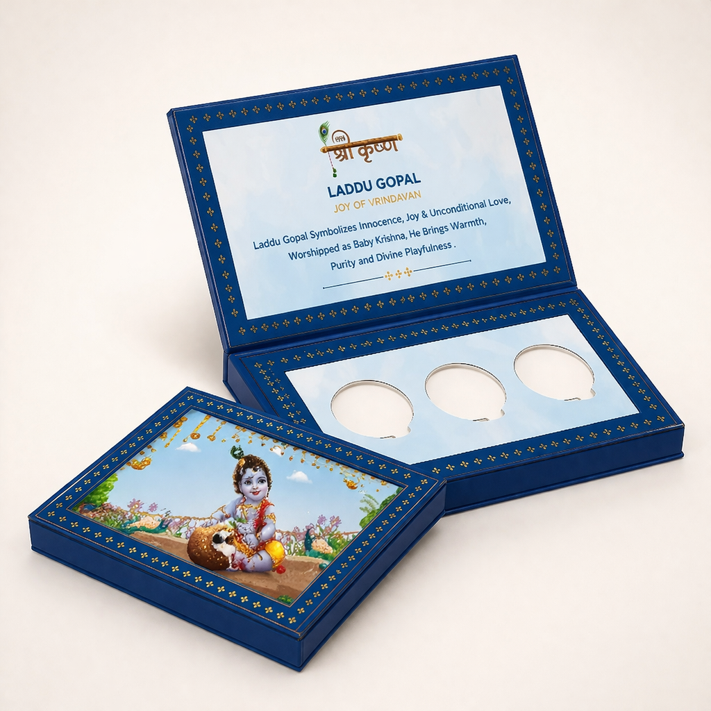 Ladoo Gopal Little Krishna Pure Silver Coin Set | 3 x 1g(3g) | 999 Silver