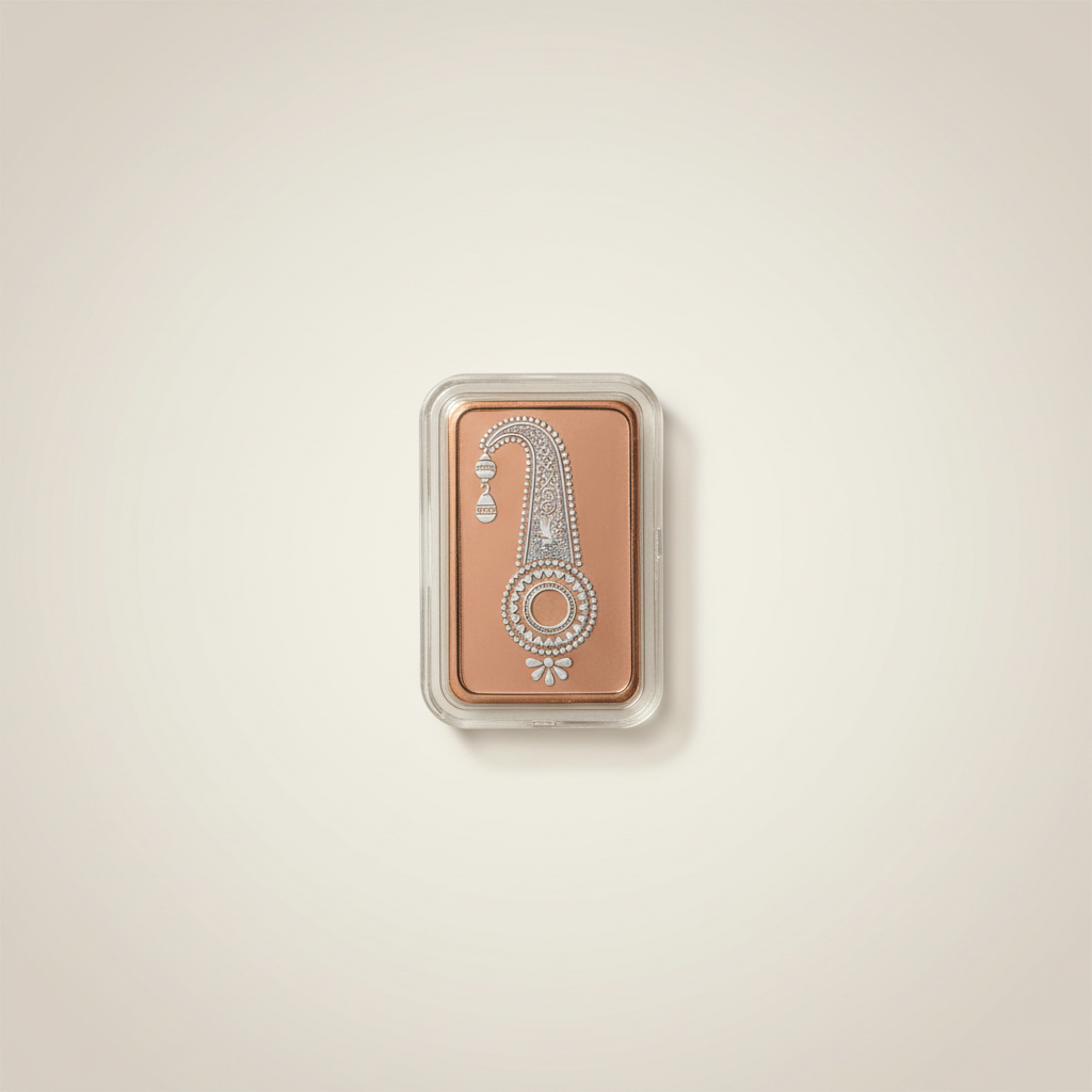 Kalangi Rose Gold Silver Bar with Swarovski Stone — 5 Gram | 999 Pure Silver